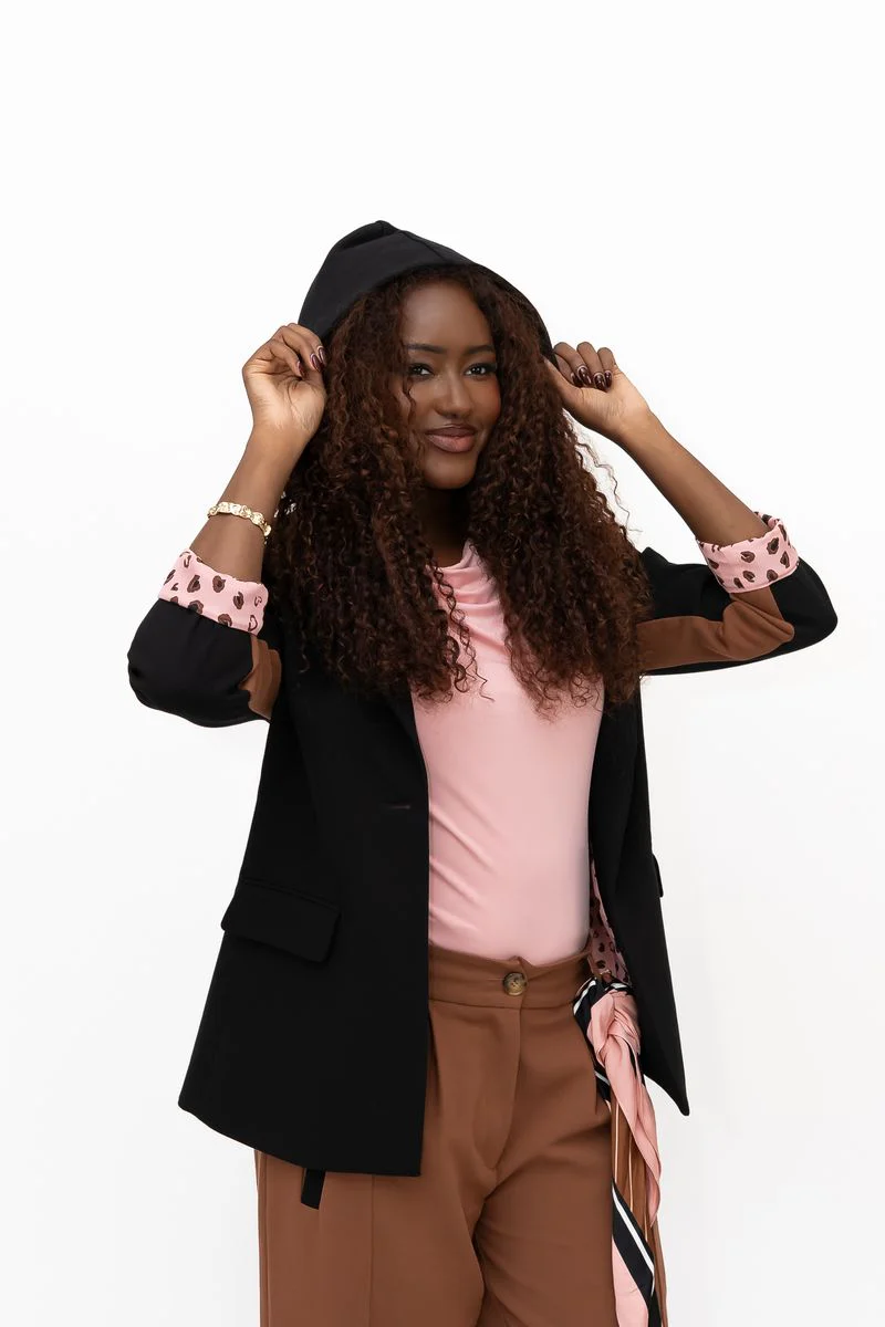 Cosma Detachable Hooded Blazer (Black) - Image 2