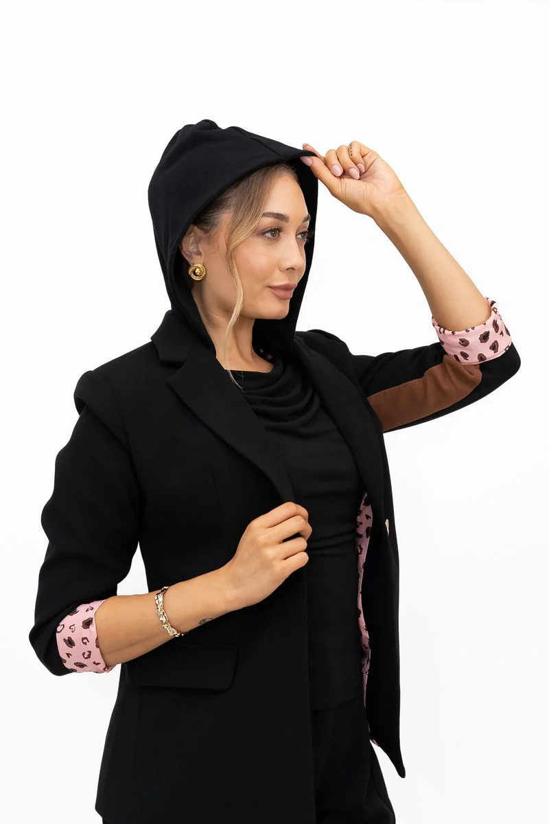 Cosma Detachable Hooded Blazer (Black) - Image 5