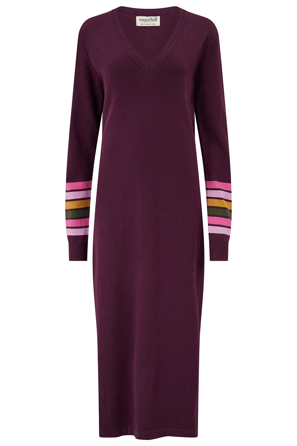 Dana Knit Midi Dress (Burgundy/Stripes) - Image 4