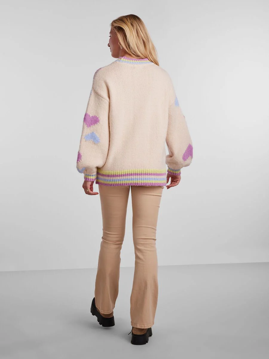 Daniella Round Neck Jumper (Cloud Dancer/Hearts) - Image 3