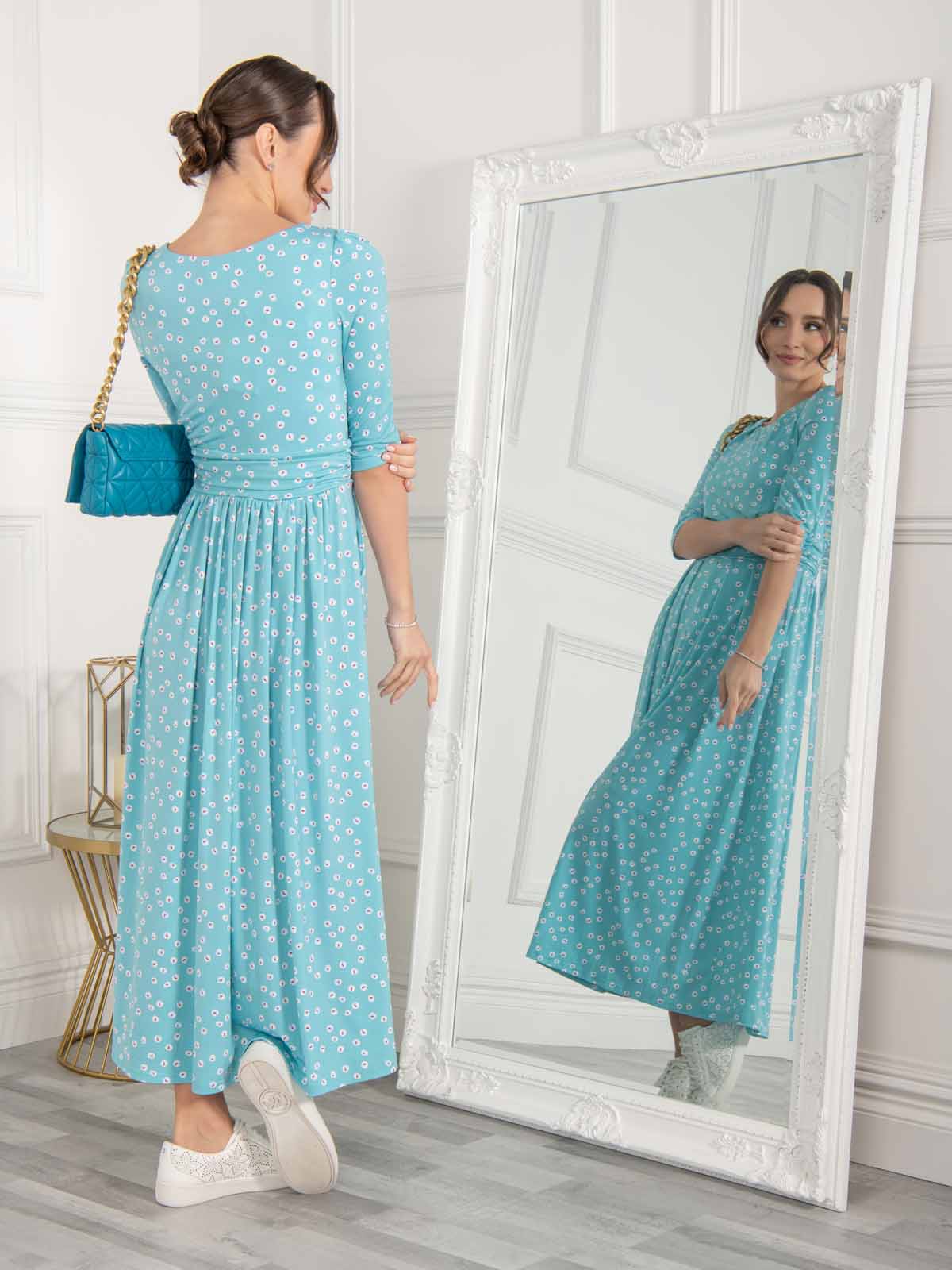 Denisse Spotty Maxi Dress (Green) - Image 5