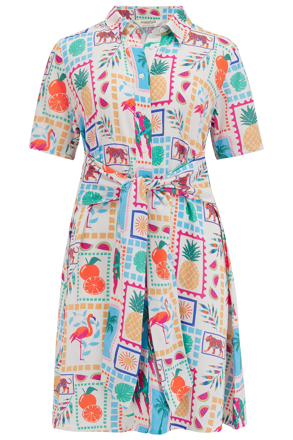 Dessie Mini Shirt Dress (Off-White/Jungle Tile) - Image 5