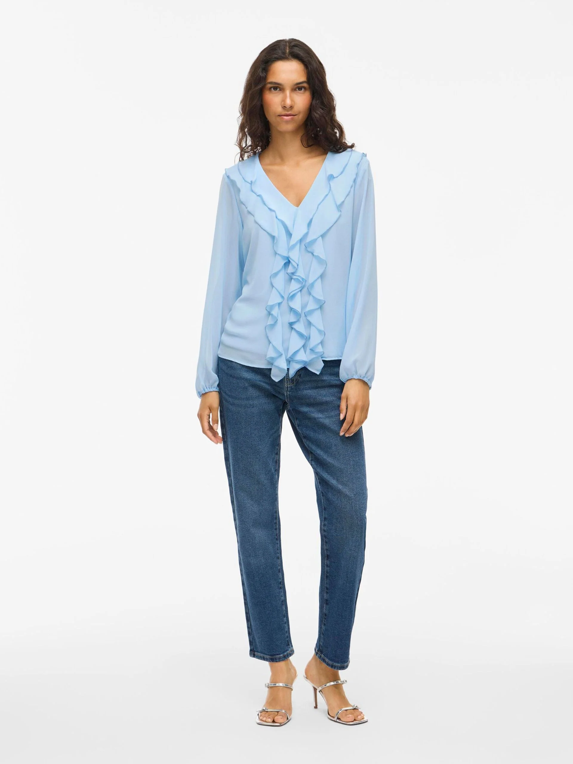 Diane Frill V-Neck Top (Kentucky Blue) - Image 3