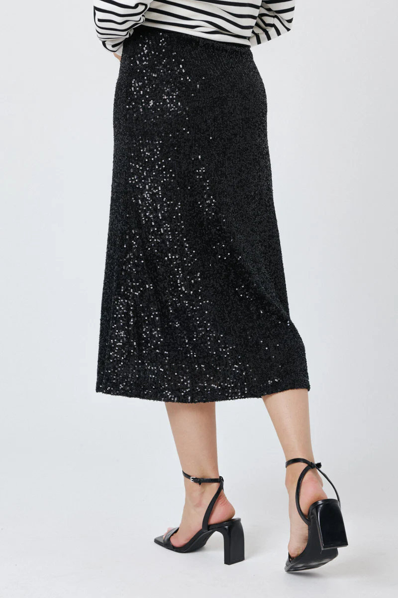Dila Midi Sequin Skirt (Black) - Image 3
