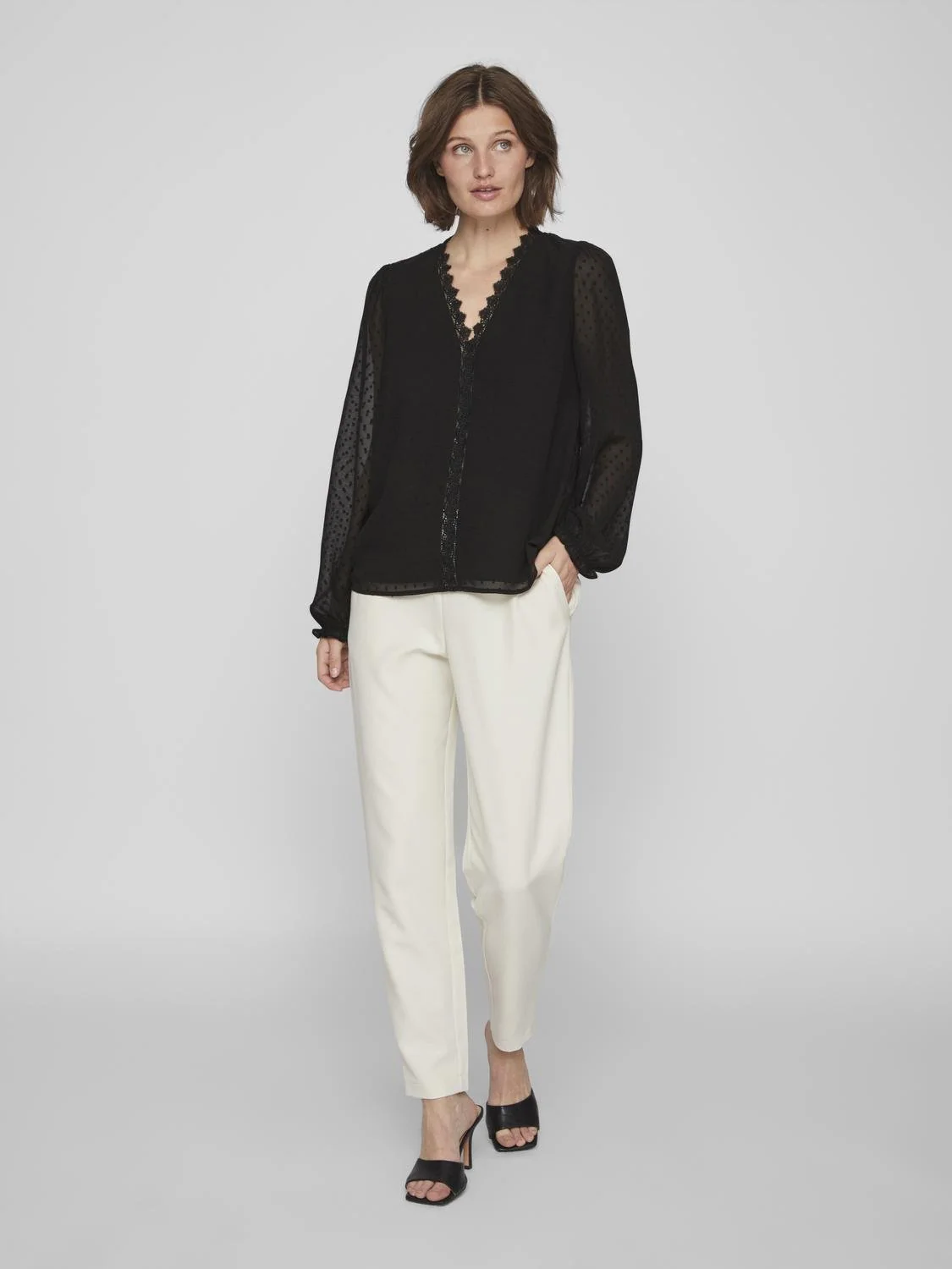 Dobba V-Neck Lace Top (Black) - Image 5