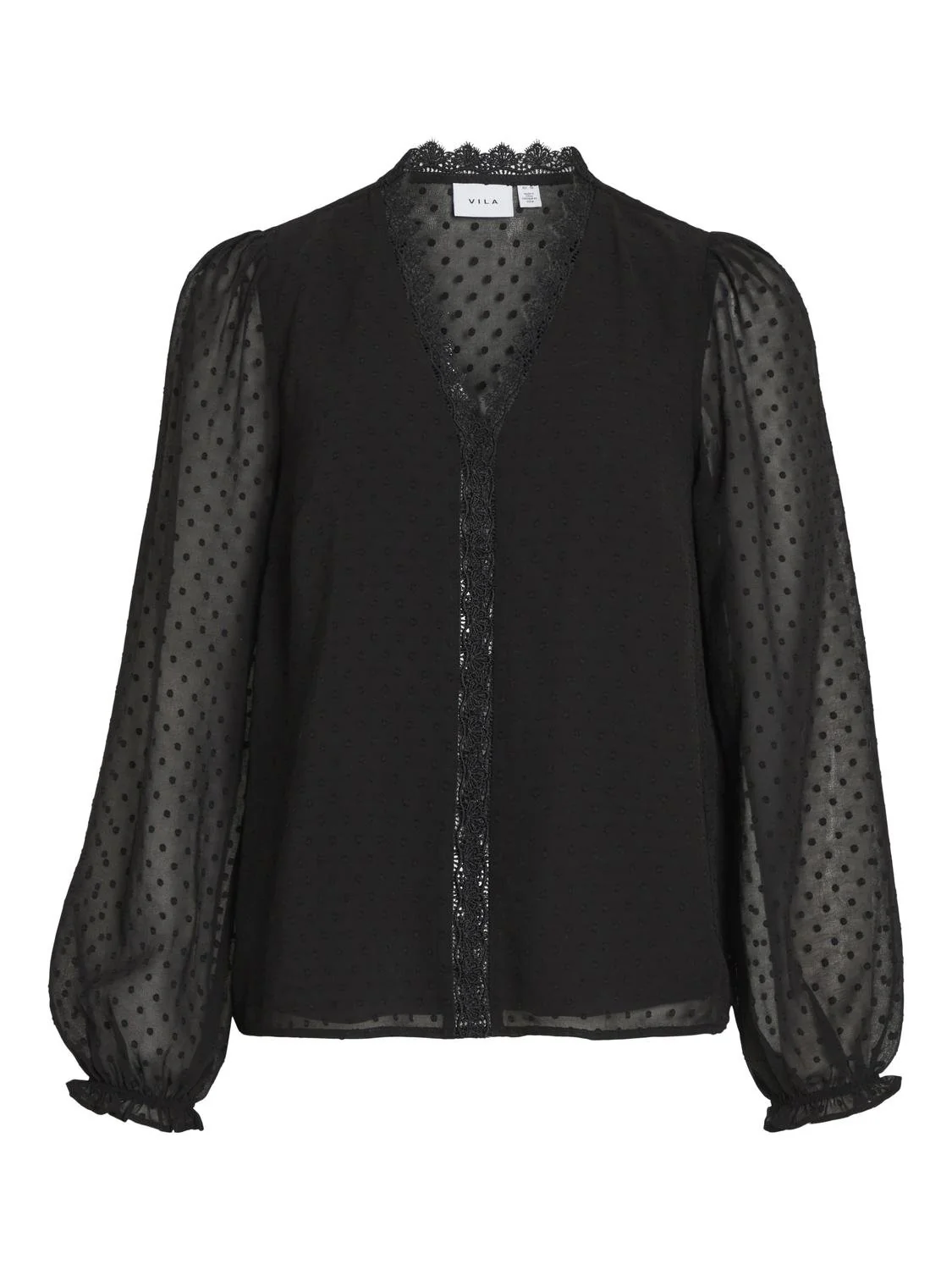 Dobba V-Neck Lace Top (Black) - Image 7