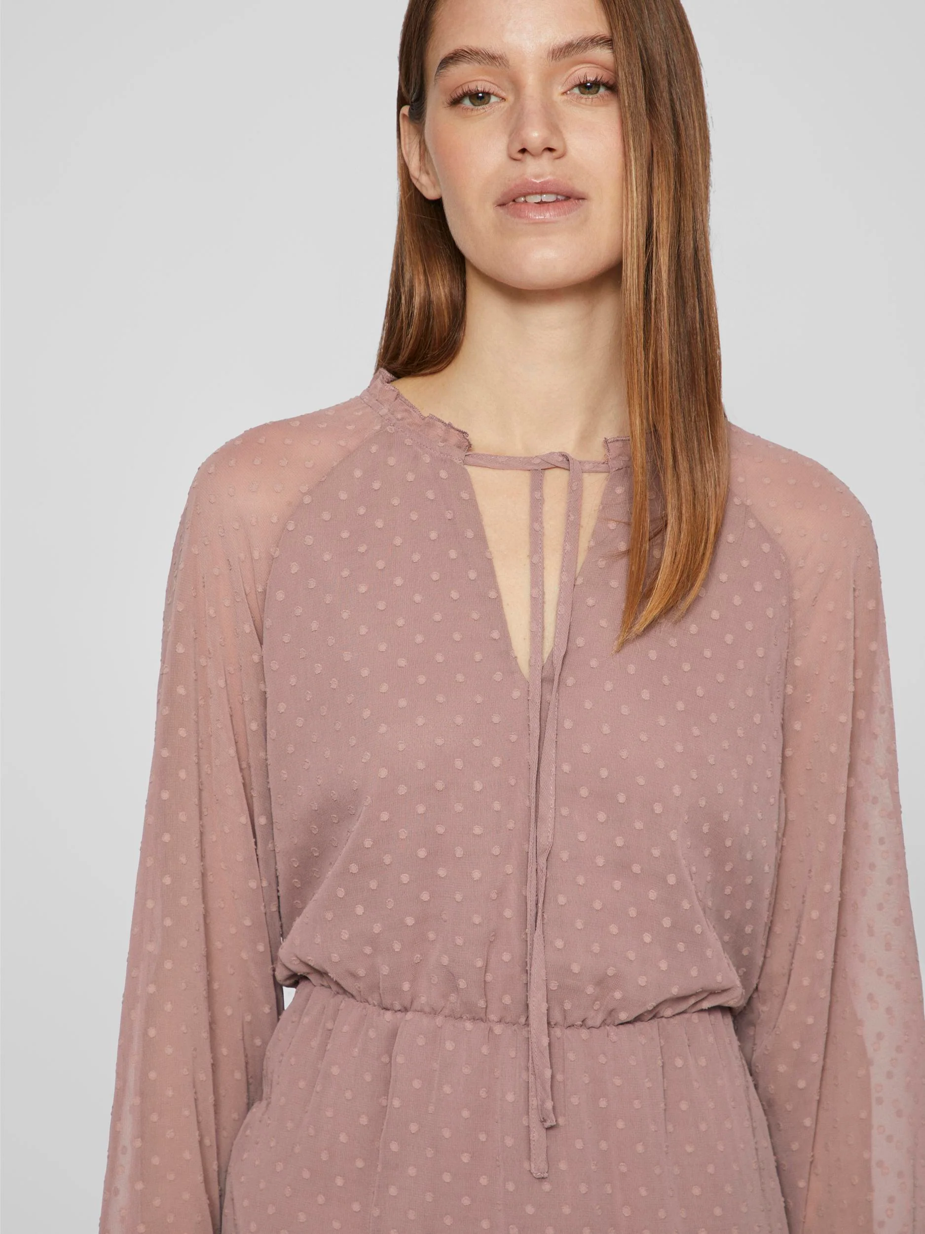 DOBBY L/S SHORT DRESS (TWILIGHT MAUVE) - Image 4