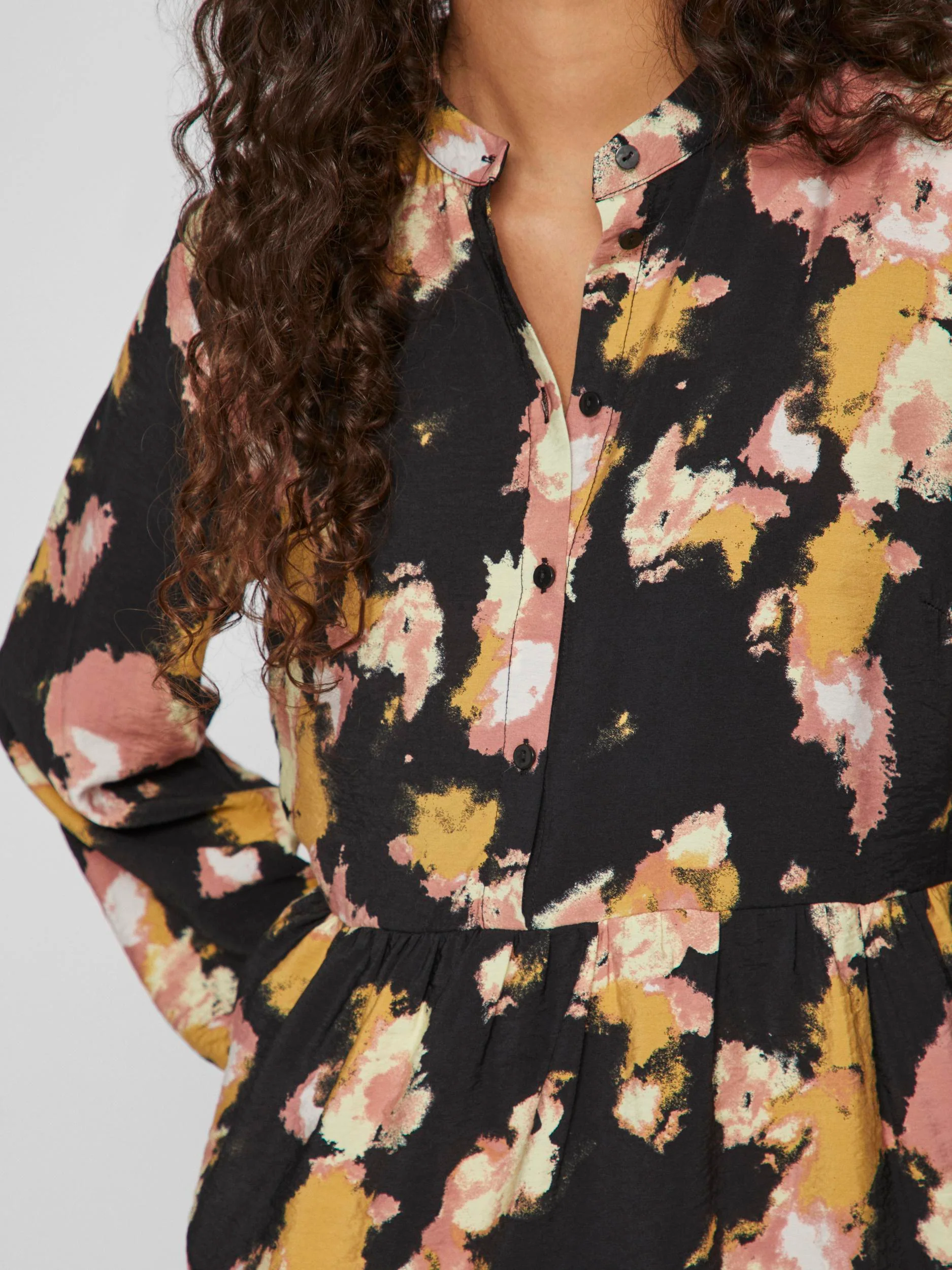 DORTEA SHIRT DRESS (BLACK/ OLD ROSE) - Image 4