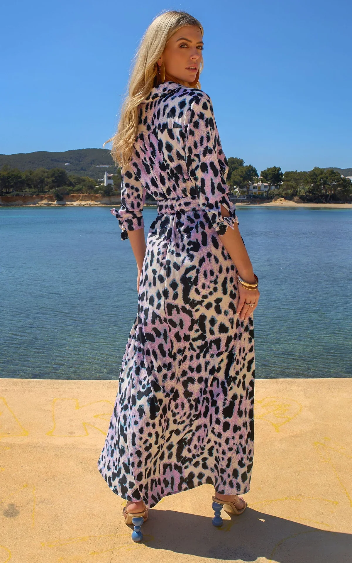 Dove Maxi Shirt Dress (Pastel Leopard) - Image 3