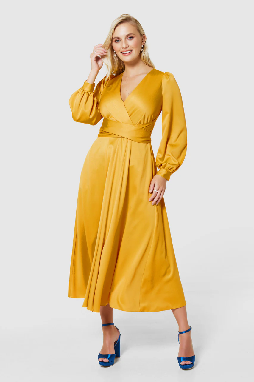 Earla Full Skirt Midi Dress (Yellow) - Image 2