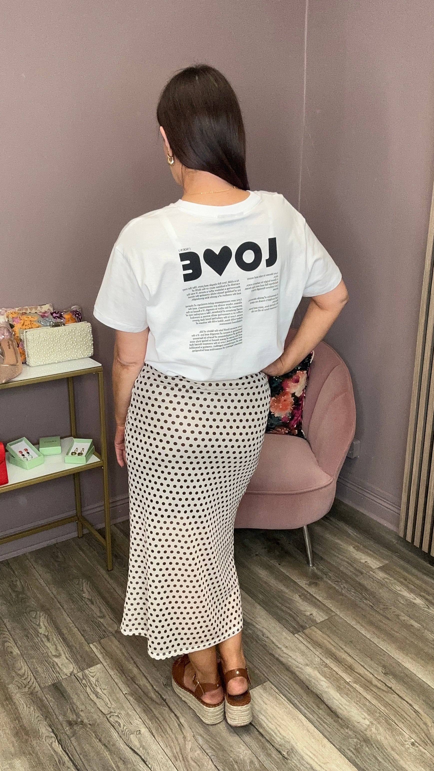 Ebba Midi Skirt (Birch/Brown Dot) - Image 2