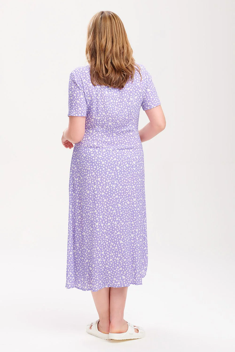 Eileen Midi Shirt Dress- Animal Pastel Love Heart (Lilac) - Image 4