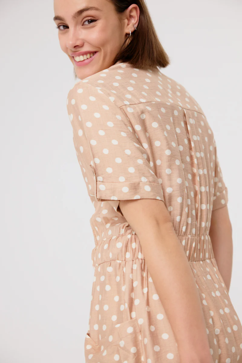 Elara Midi Dress (Beige) - Image 3