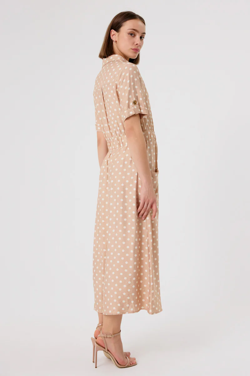 Elara Midi Dress (Beige) - Image 4