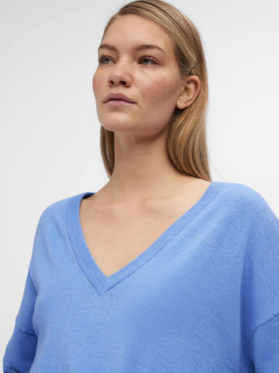 ELEANA V-NECK JUMPER (PROVENCE/MELANGE) - Image 2