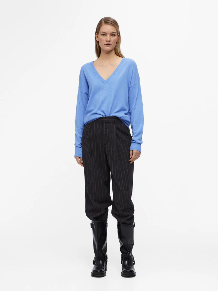 ELEANA V-NECK JUMPER (PROVENCE/MELANGE) - Image 3
