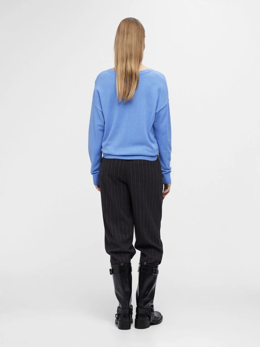 ELEANA V-NECK JUMPER (PROVENCE/MELANGE) - Image 4