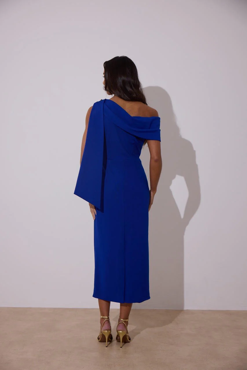 Eleni Drape Midi Dress (Royal Blue) - Image 2