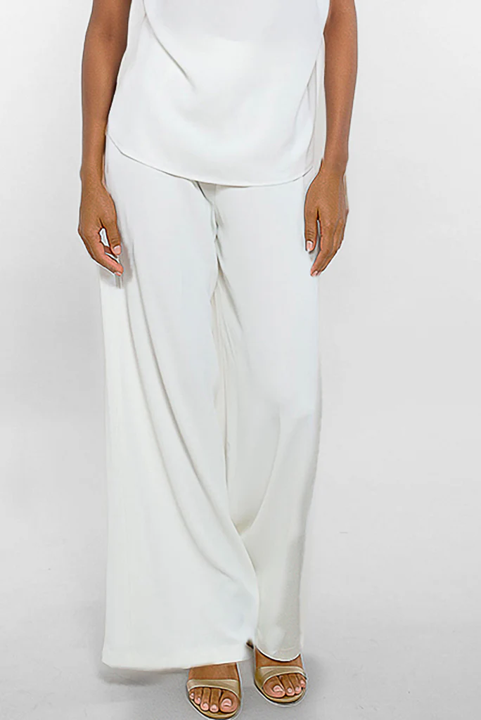 Elina Wide Leg Trousers (Natural White) - Image 3