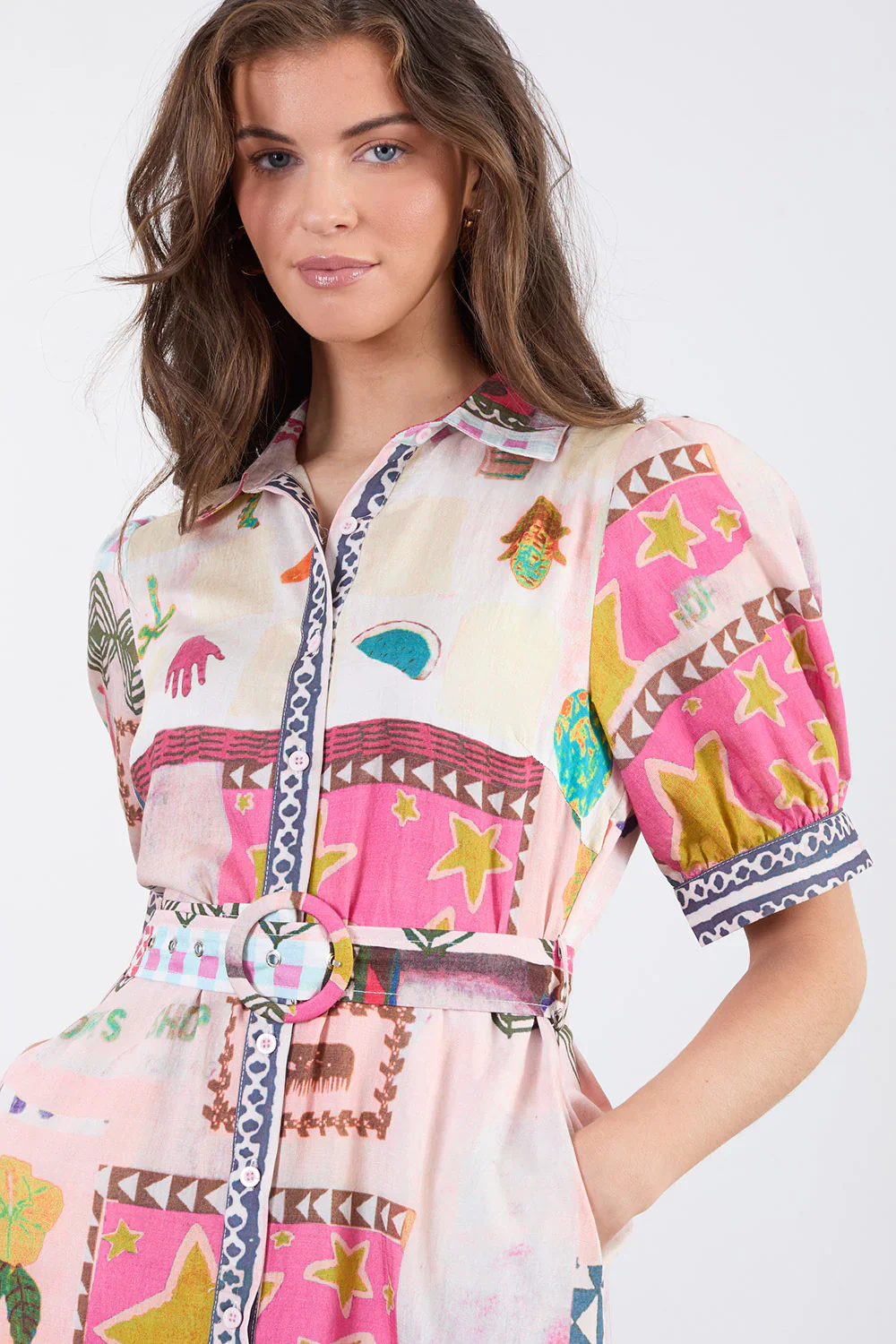 Eliza Shirt Dress (Pink) - Image 5