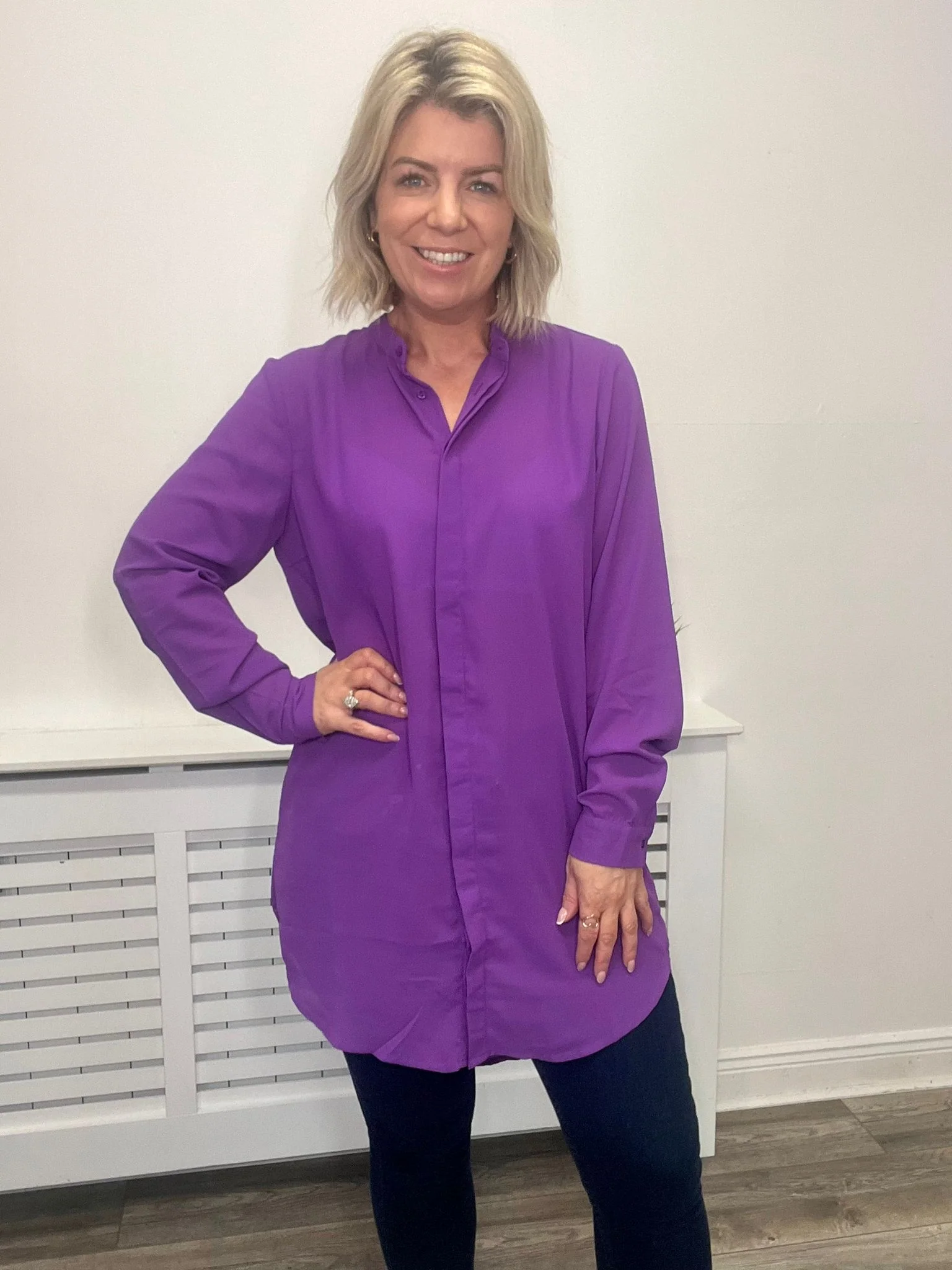 ELLANI LONGLINE SHIRT (AMARANTH PURPLE) - Image 2