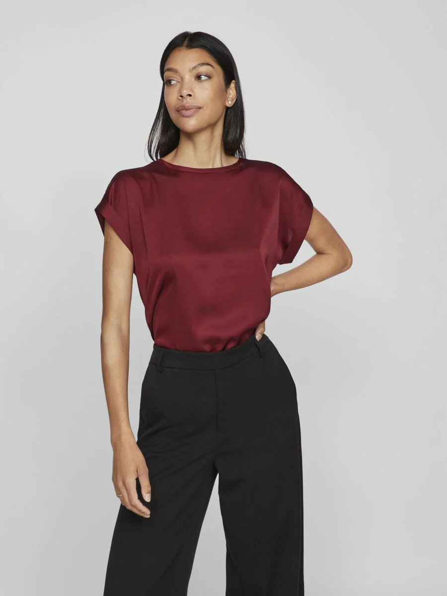 Elle Satin Top (Cabernet) - Image 2
