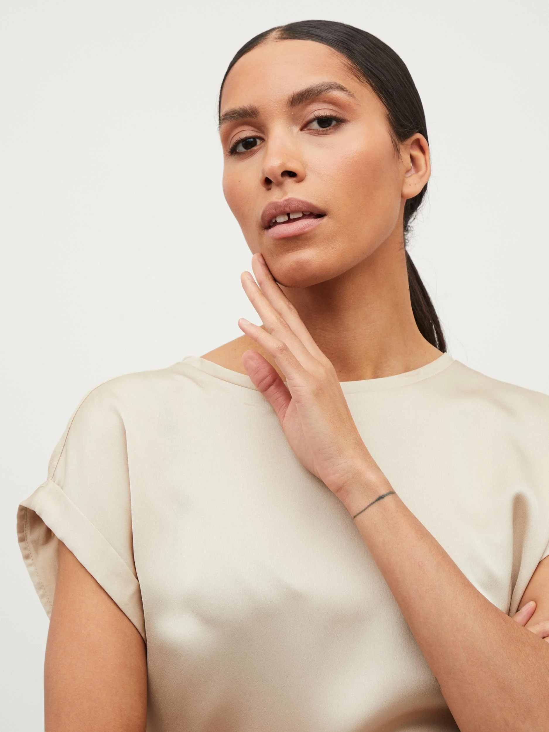 Elle Satin Top (Cement) - Image 3