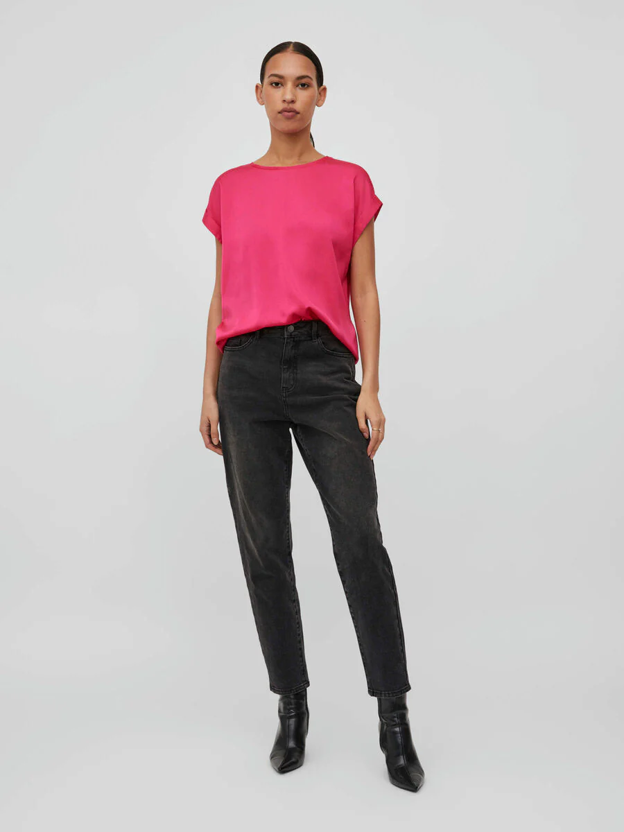 ELLE SATIN TOP (PINK YARROW) - Image 4