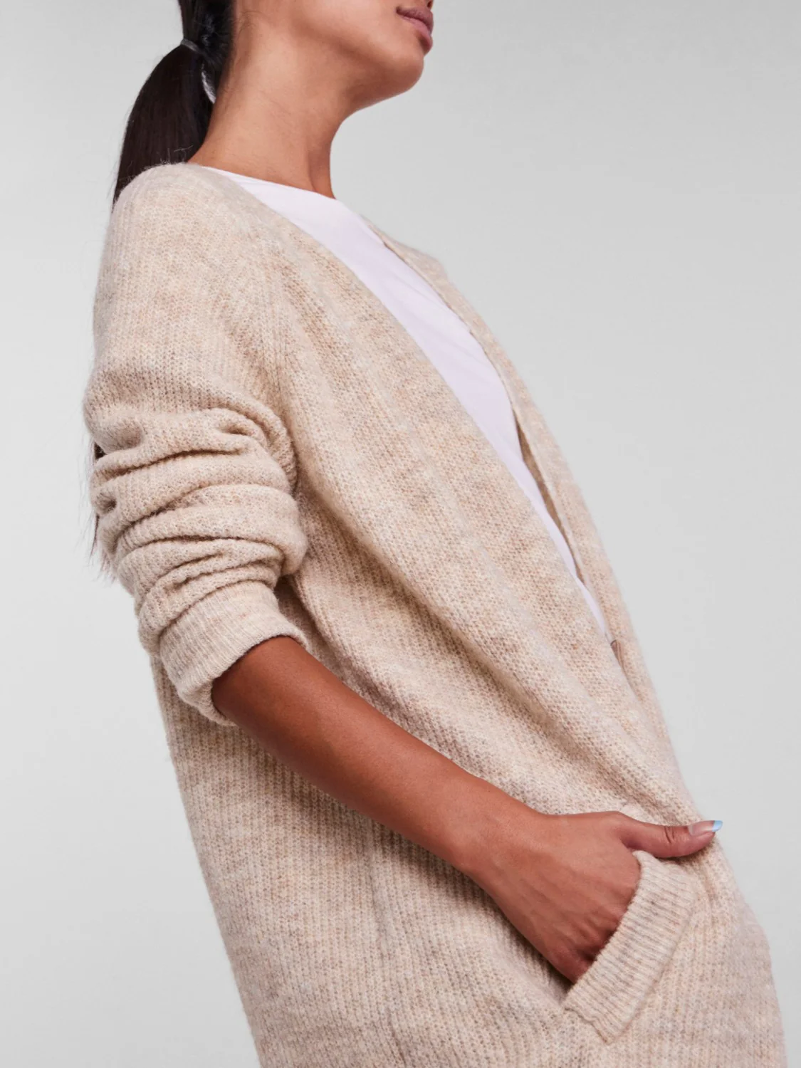 Ellen Long Knit Cardigan (White Pepper) - Image 6