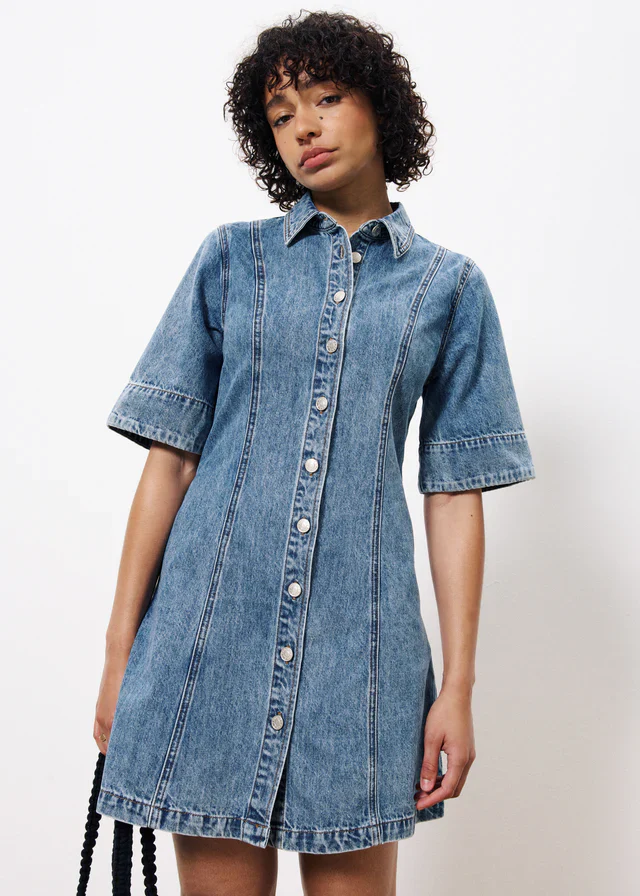 Ellyne Denim Dress (Blue) - Image 3