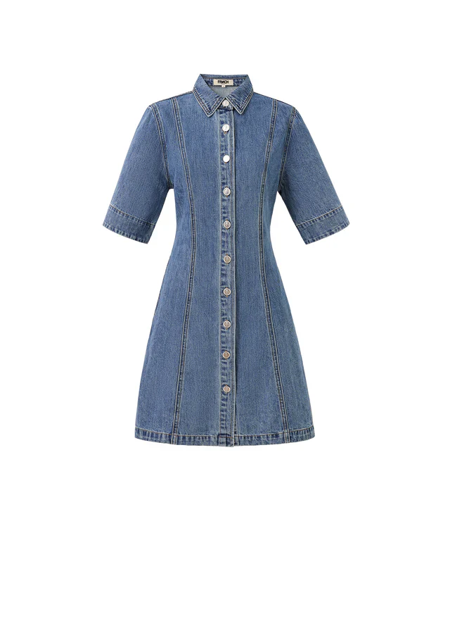Ellyne Denim Dress (Blue) - Image 5