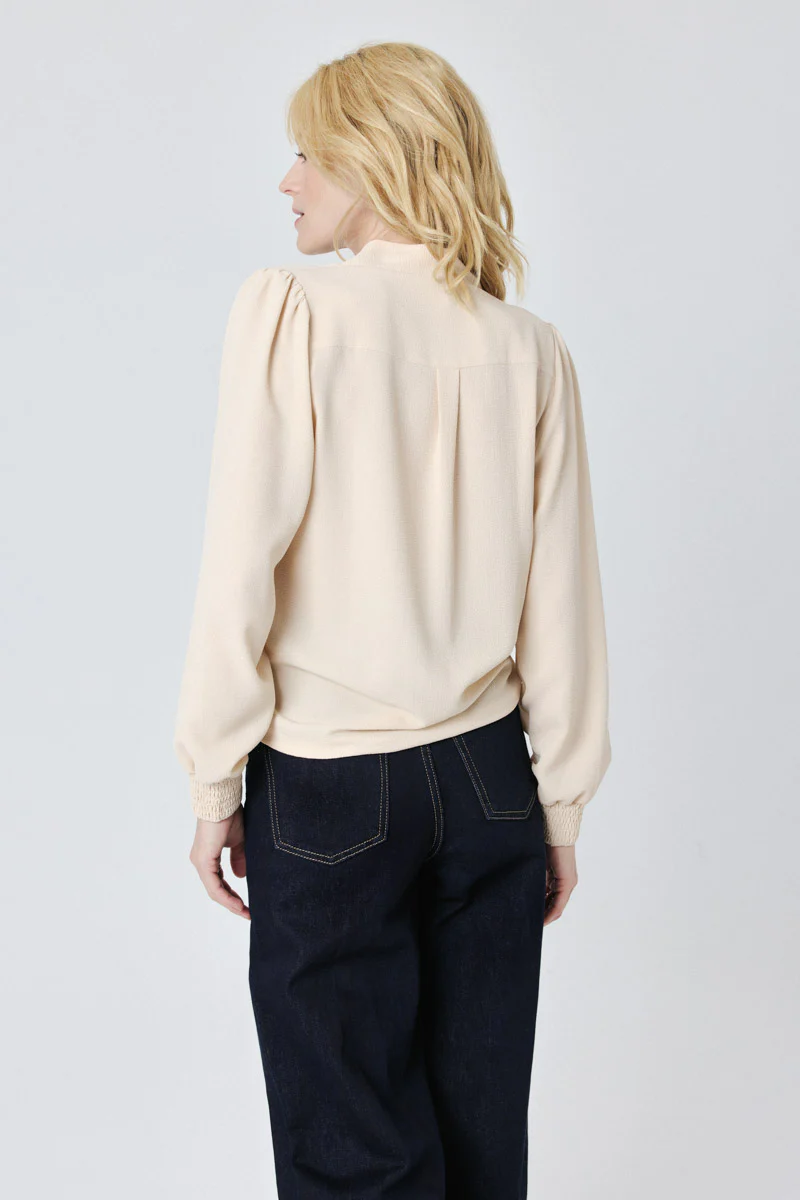 Eloina Faux Wrap Blouse (Beige) - Image 5