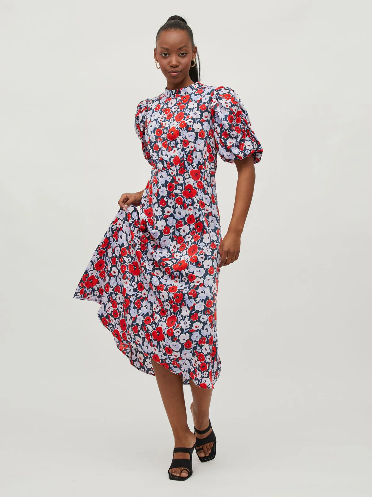 Elvita Midi Dress (Navy/Red) - Image 5