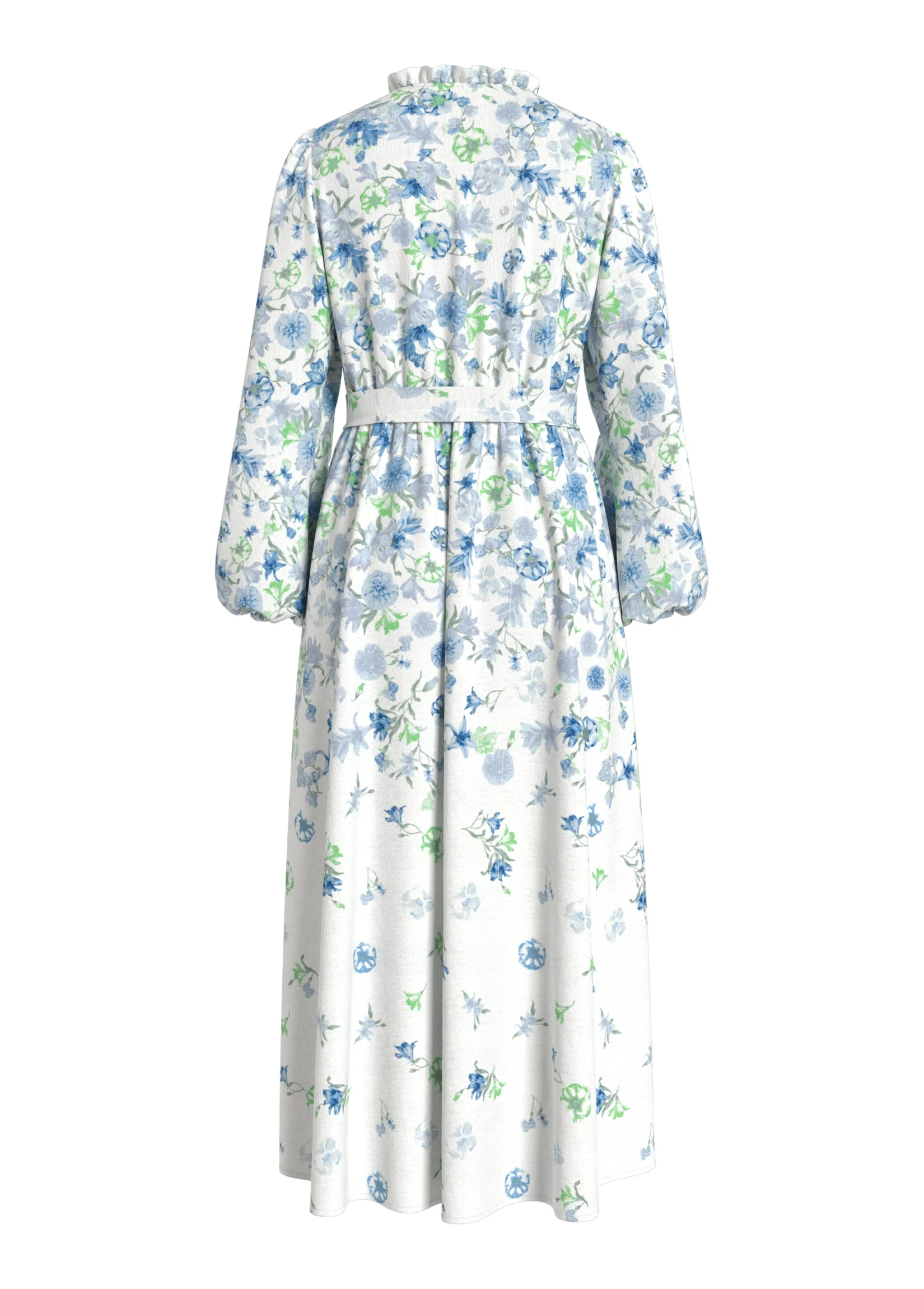 Erin Midi Dress (Snow White/Blue Flower) - Image 3