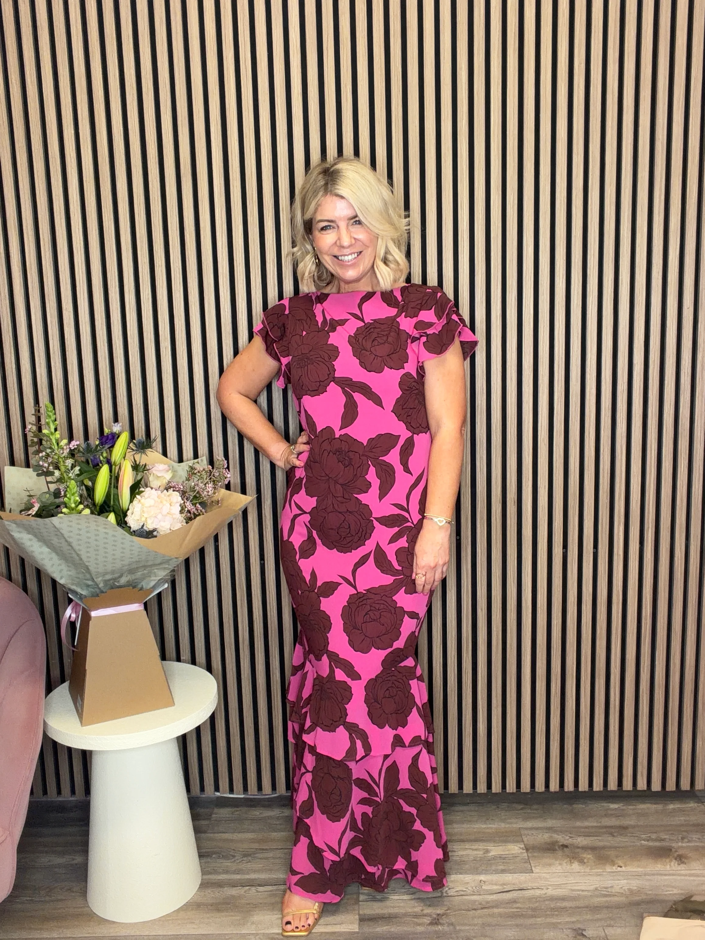 Ester Maxi Dress (Brown/Fuchsia) - Image 2