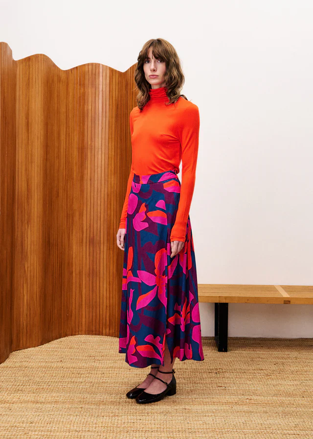 Eucalyptus Polo Neck Top (Orange) - Image 3