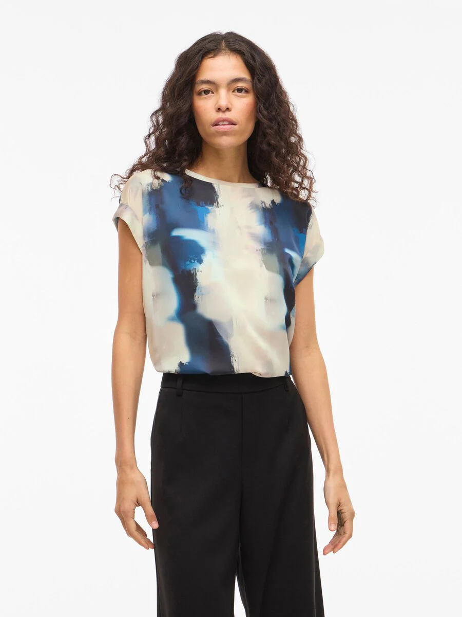 Evanne Satin Top (Navy Blazer/Hia Blue)