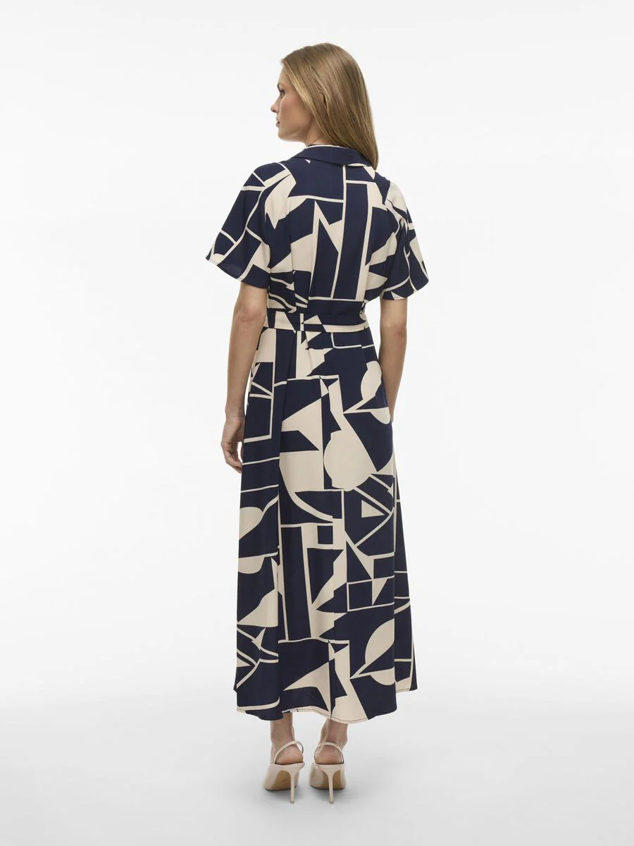 Eve Midi Shirt Dress (Navy/Birch) - Image 2