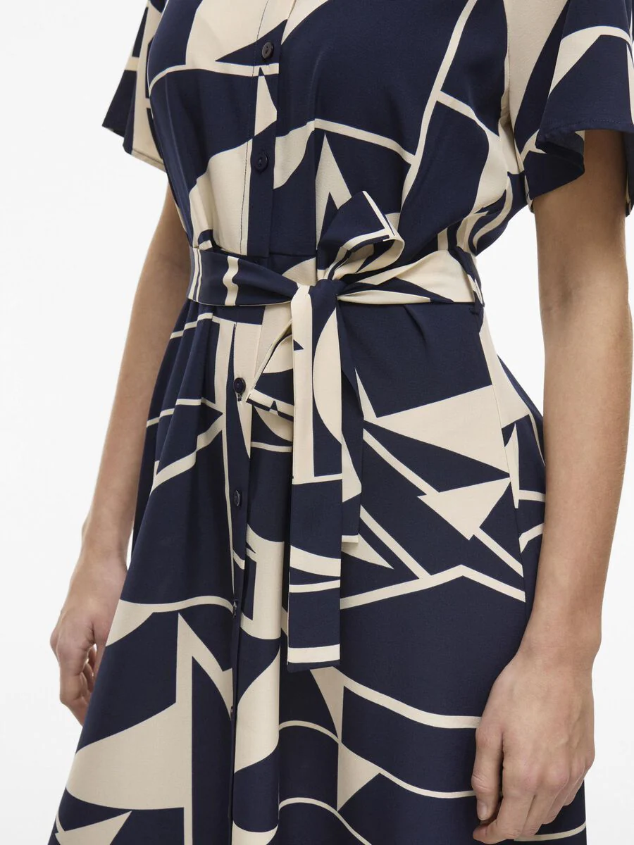 Eve Midi Shirt Dress (Navy/Birch) - Image 5