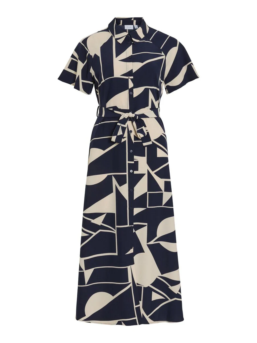 Eve Midi Shirt Dress (Navy/Birch) - Image 6