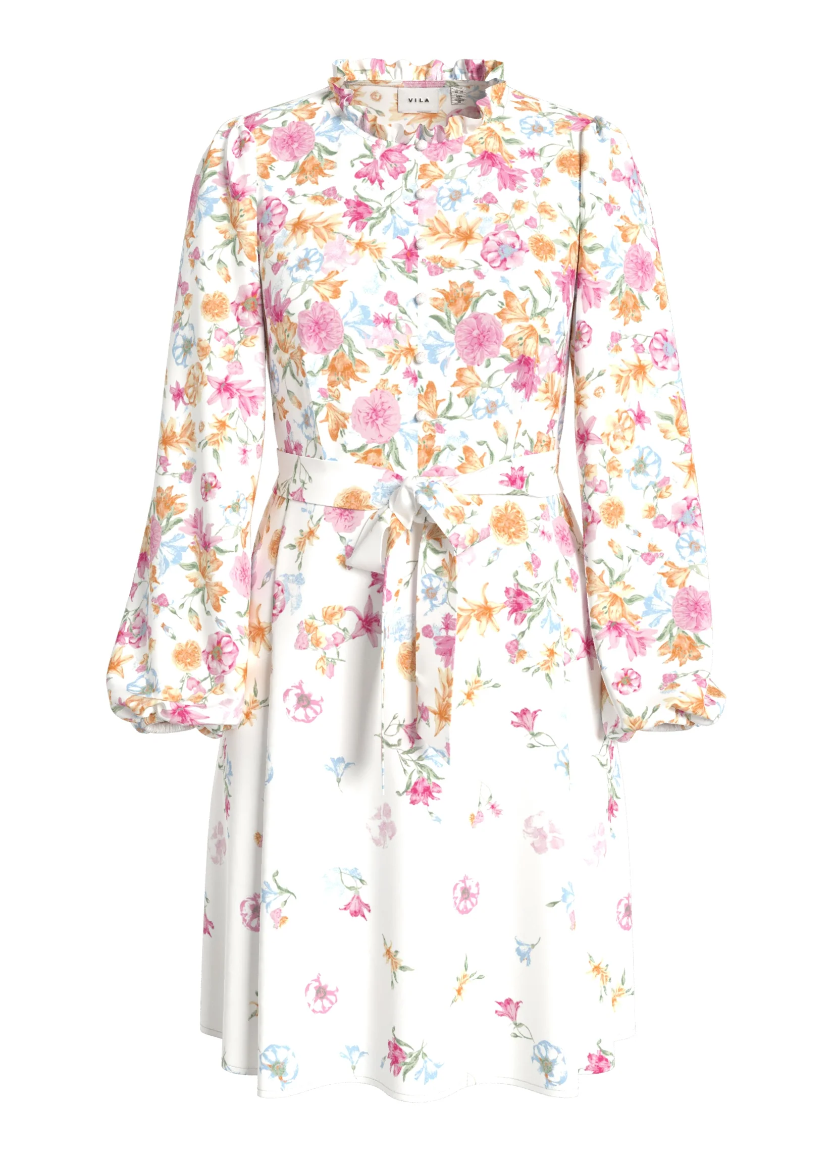 Eve Mini Dress (Snow White/Pink Flower) - Image 2