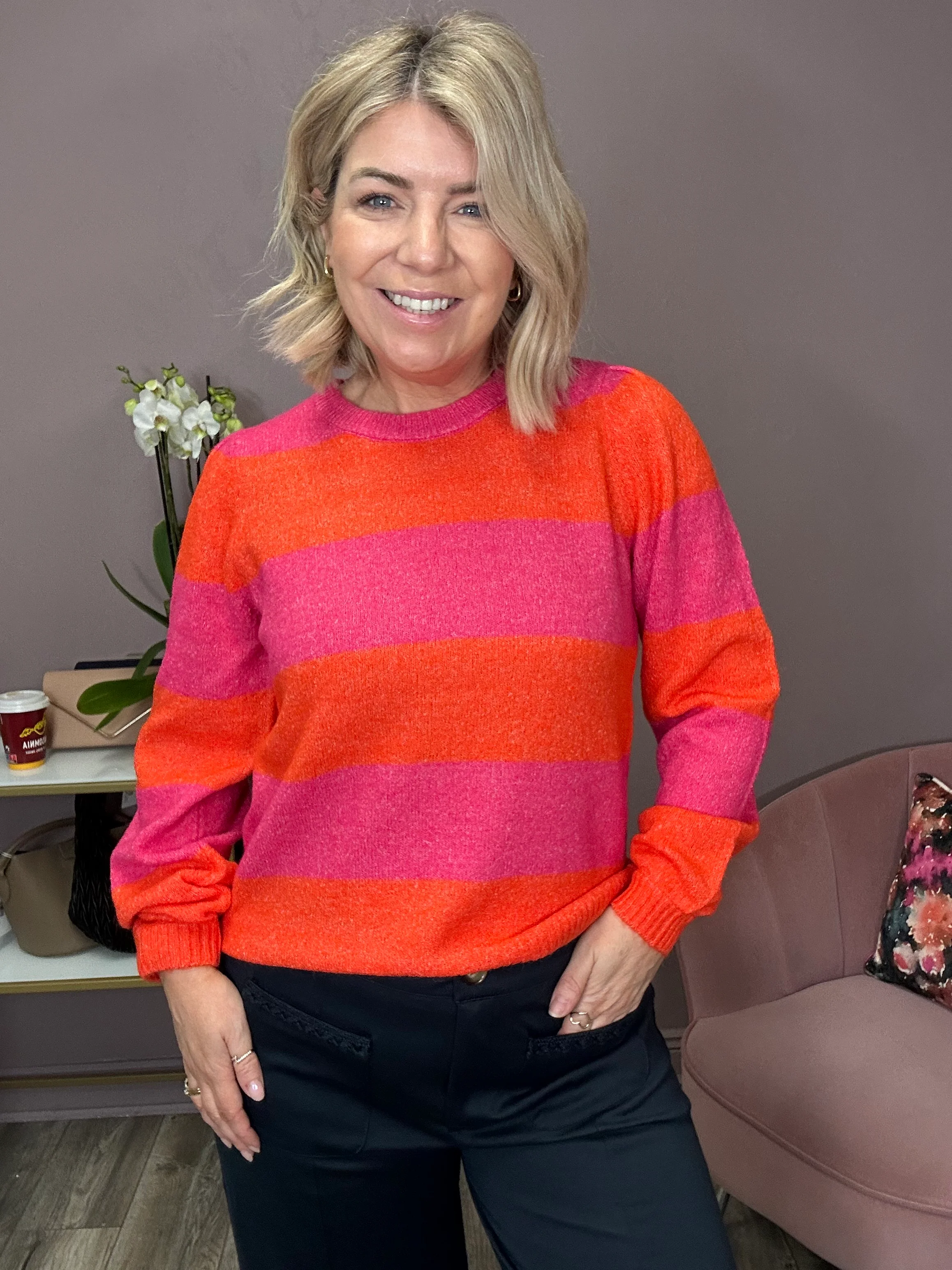 Evelyn Stripe Jumper (Pink Yarrow) - Image 4