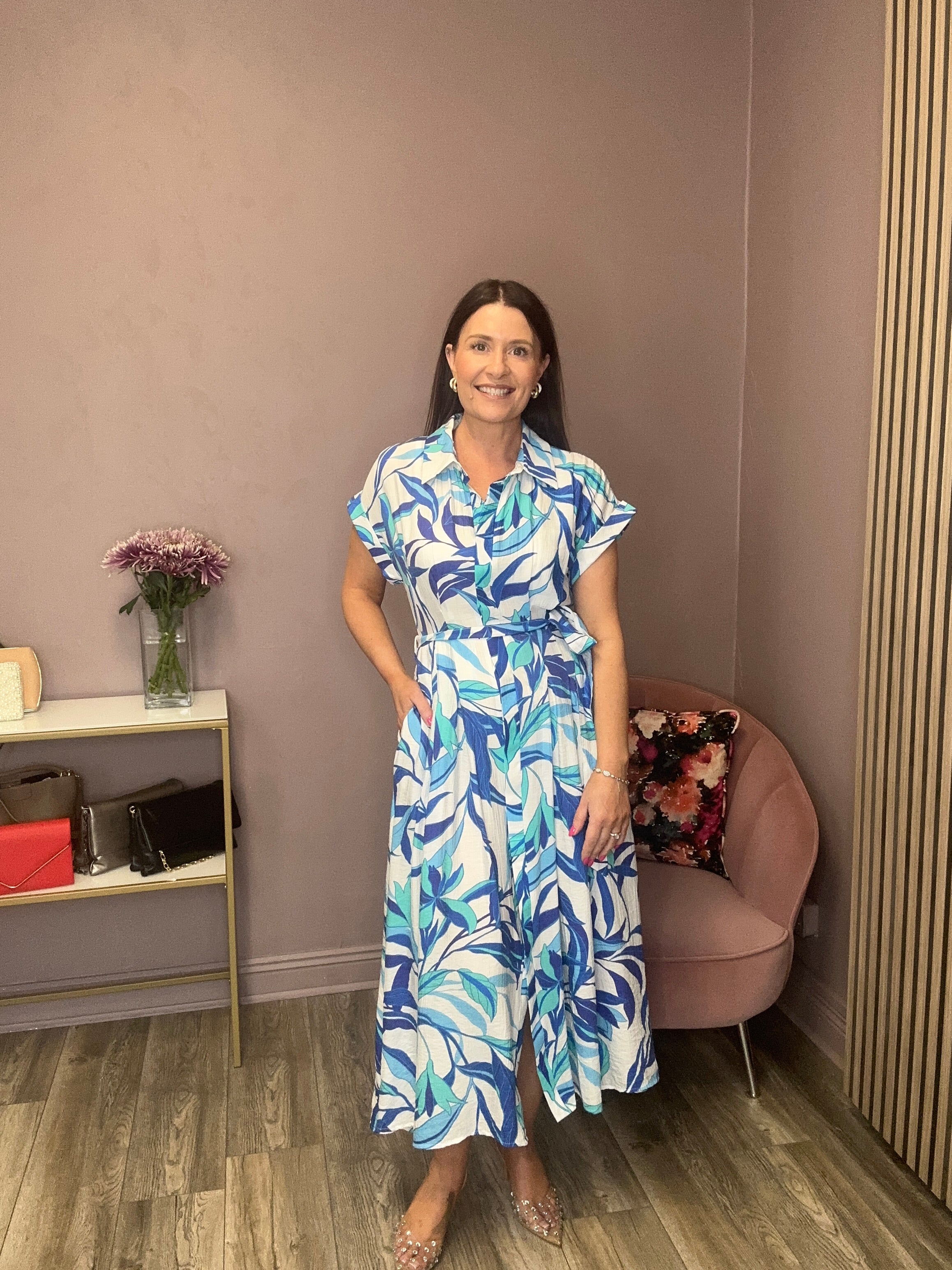 Fae Short Sleeve Dress (Blue) - Image 2