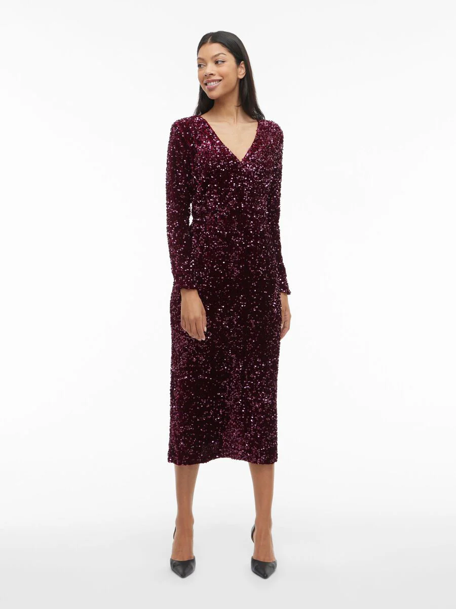 Faith Sequin Midi Dress (Fig) - Image 2