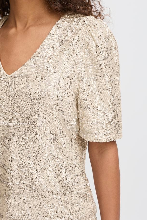 Faith Sequin V-Neck Top (Frosted Almond) - Image 4