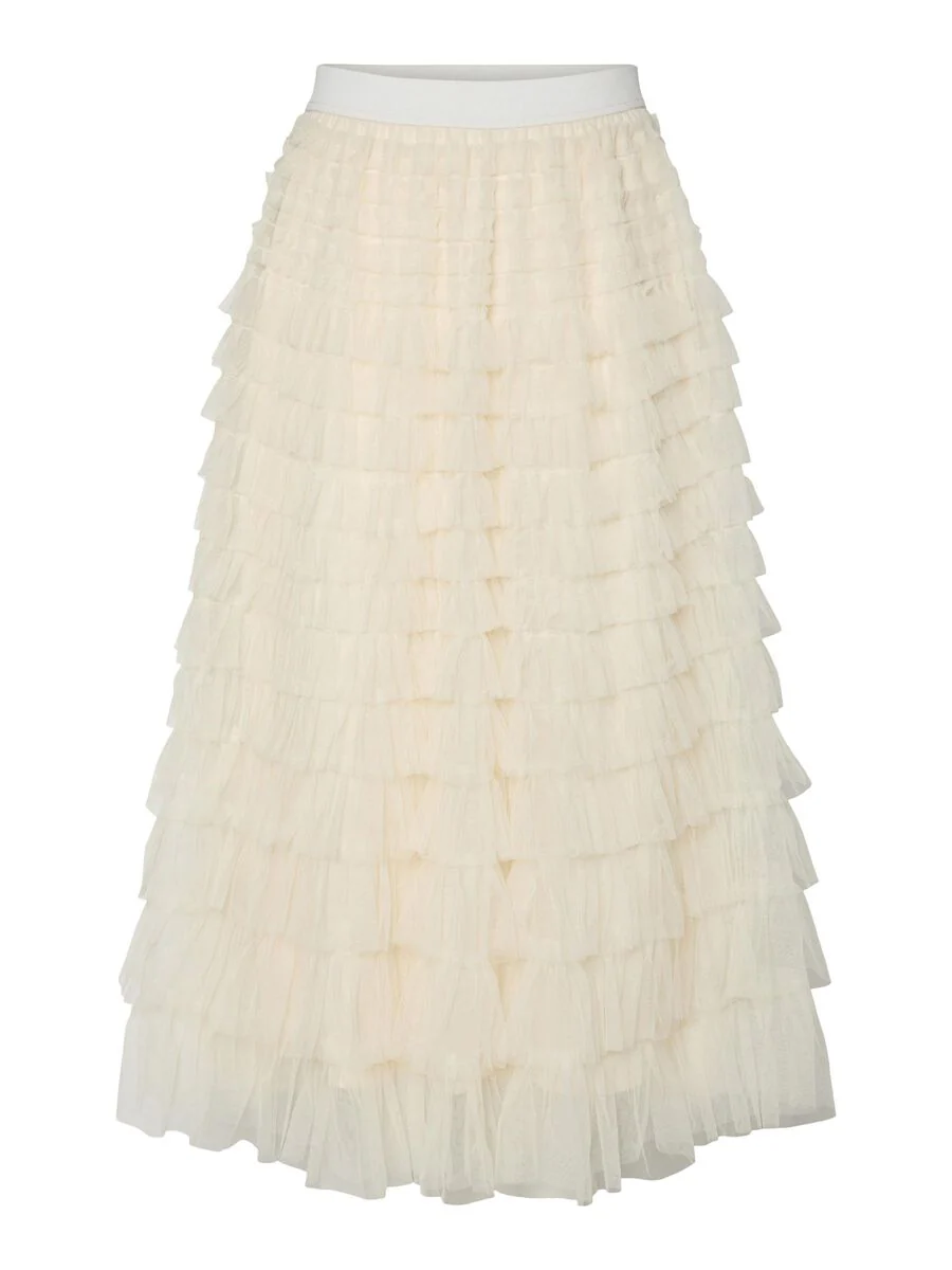 Farely Tiered Tulle Skirt (Gardenia)