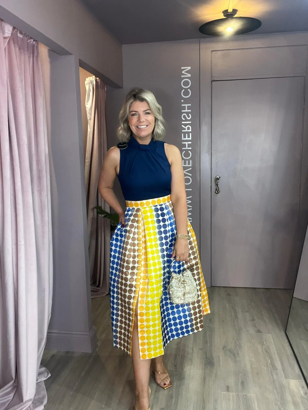 Fernanda Full Skirt Dress (Navy) - Image 2