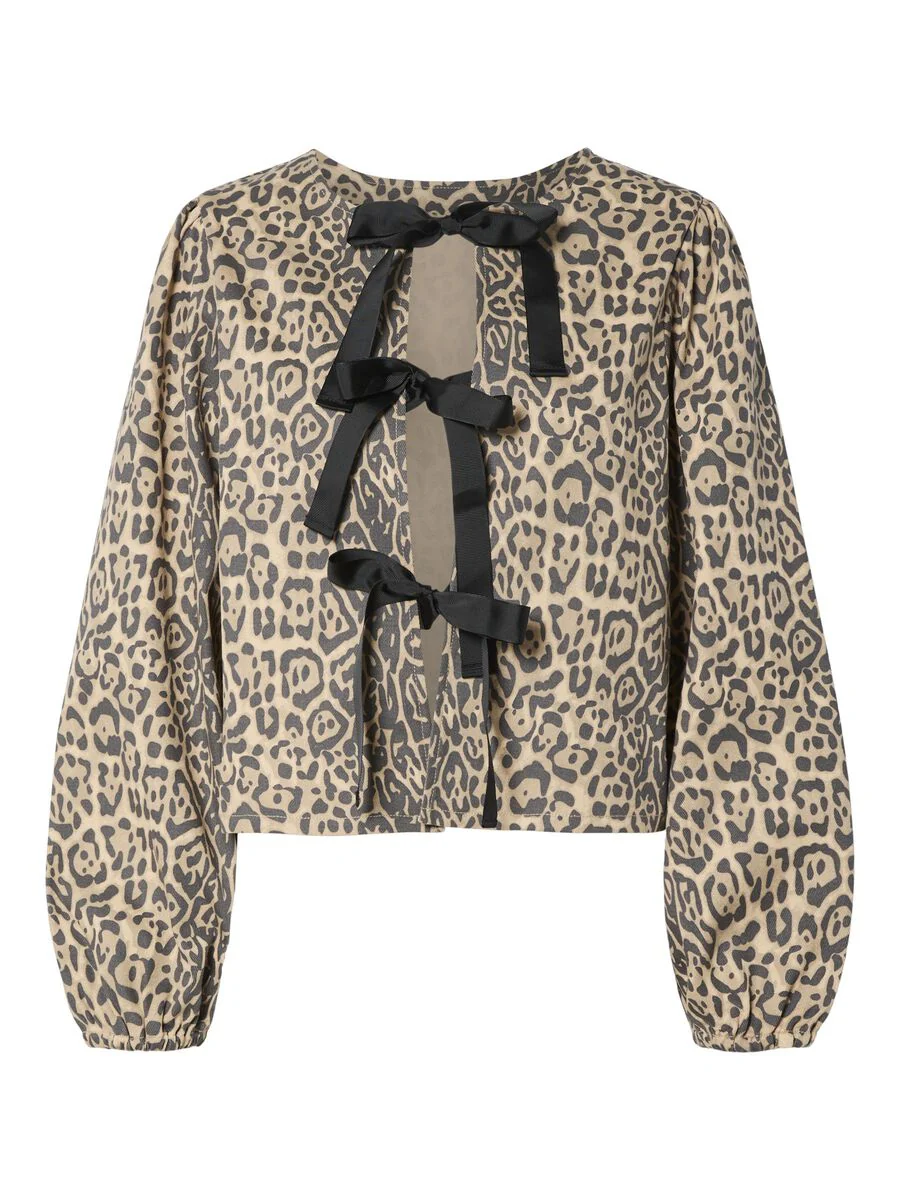 Fia Denim Reversable Tie Top (Black/Leo) - Image 9
