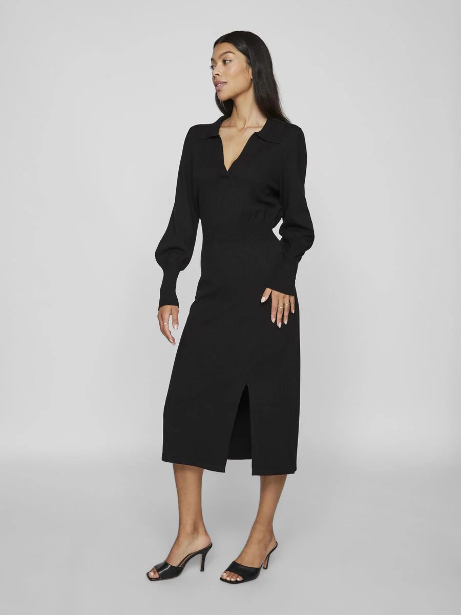 Fia Rib Knit Dress (Black) - Image 2
