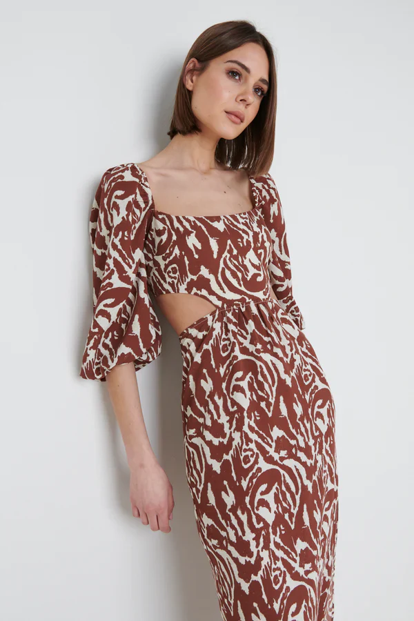 FION CUT OUT MIDAXI DRESS (ZEBRA ABSTRACT) - Image 2